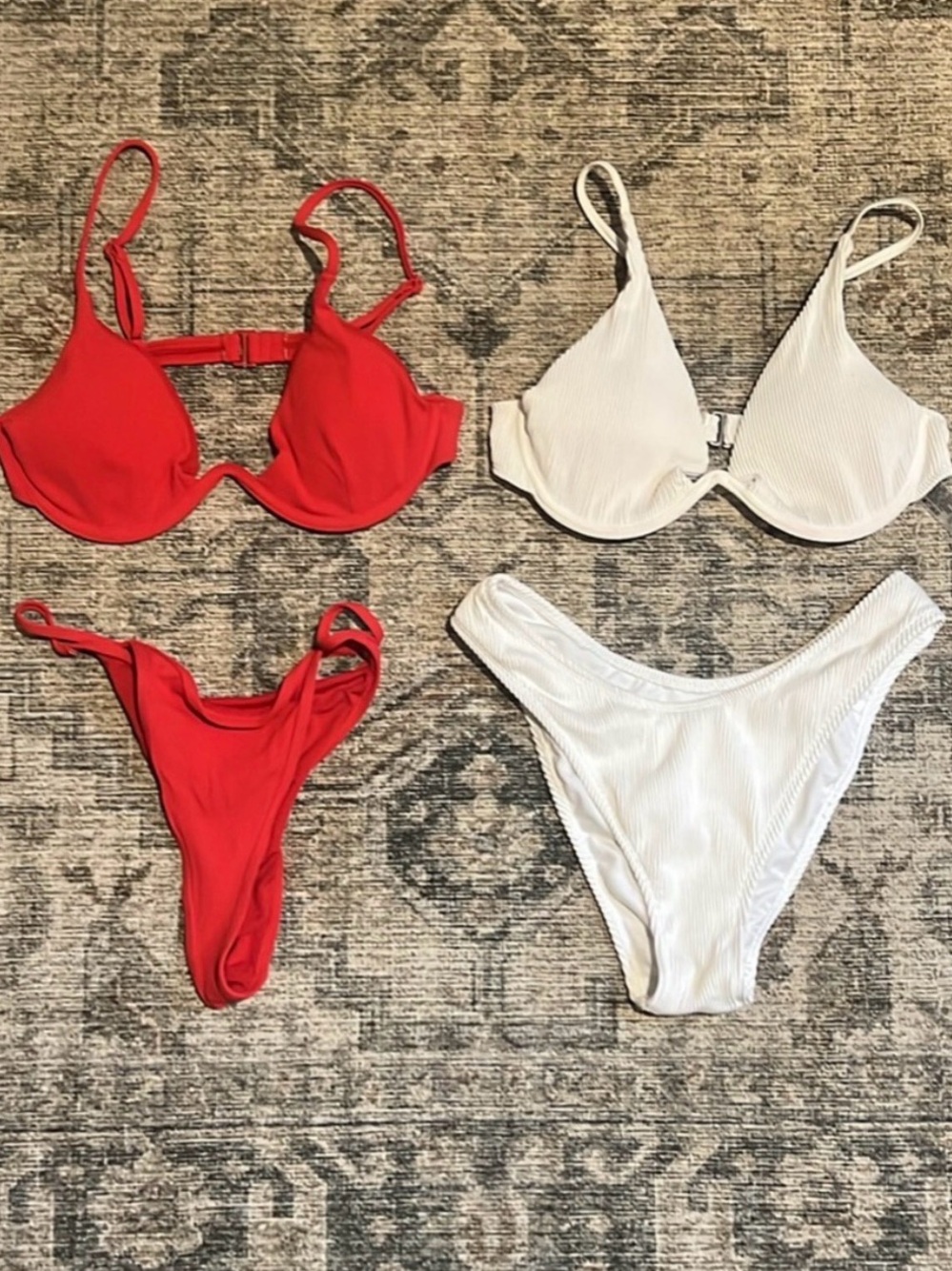 Garage Red and White Women's Two-Piece Bikini Sets